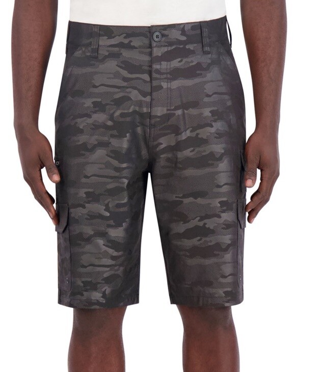 IRON CO. Hybrid Shorts Black Camo Cargo Size 32 NEW
