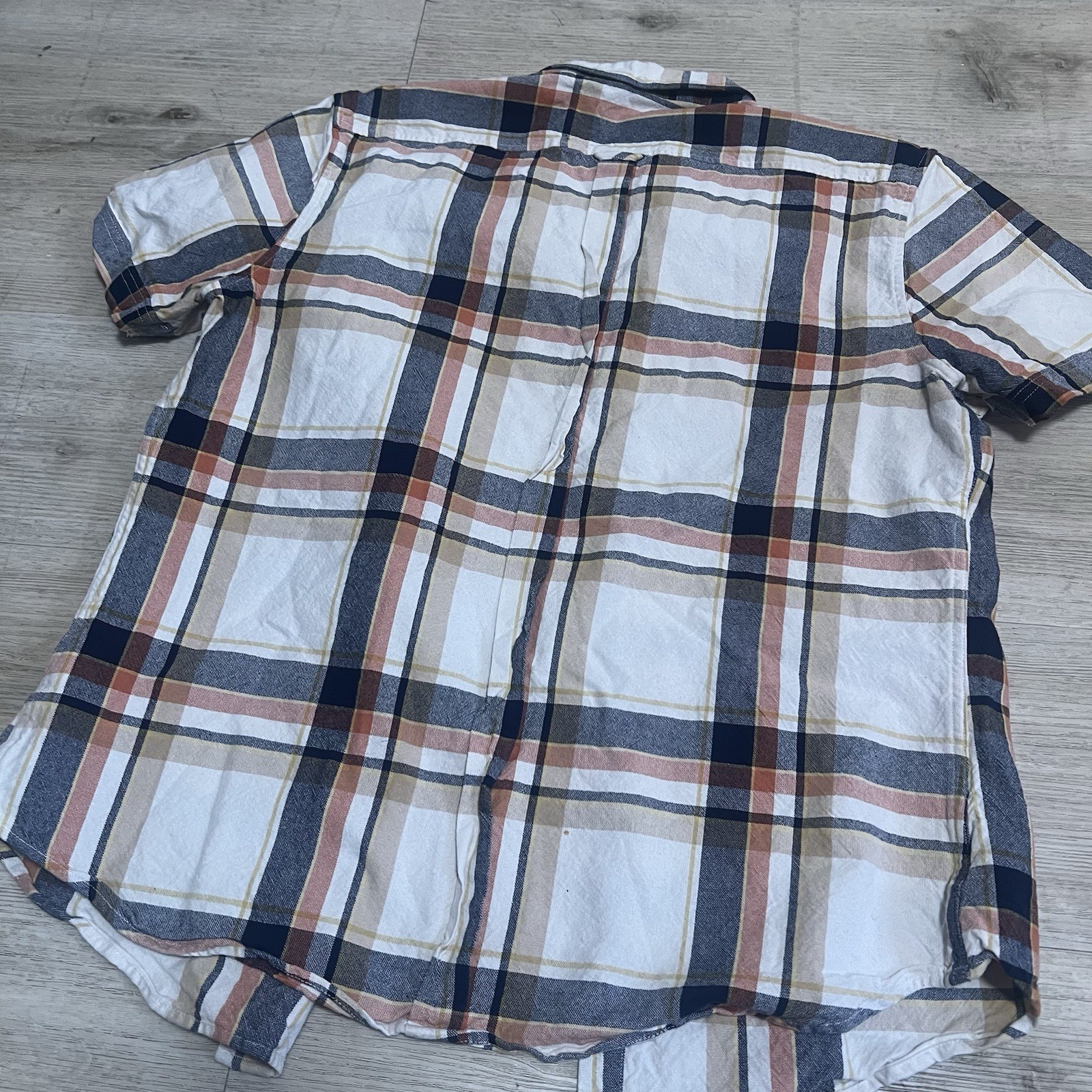 Ben Sherman Men’s Sz XL Button Up Shirt White Blue Orange Beige Rancid GBH Oi!