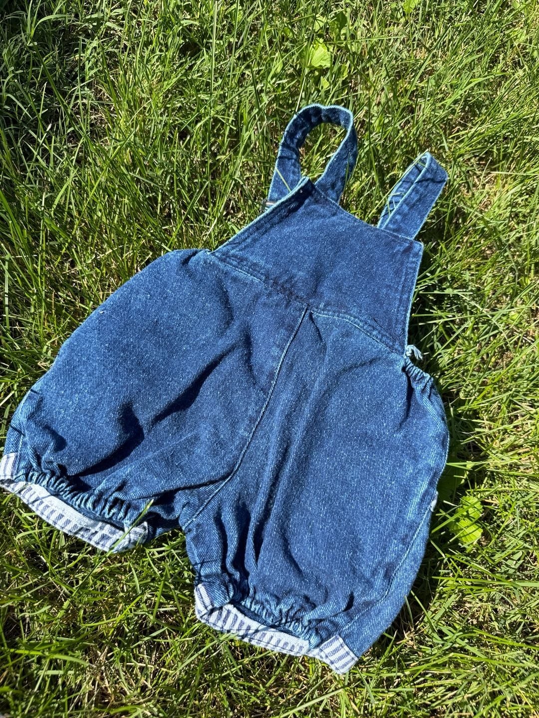 Vintage “Mon Petit” Noah’s Ark Bubbliest Bubble Denim Shortalls, 2T Toddle