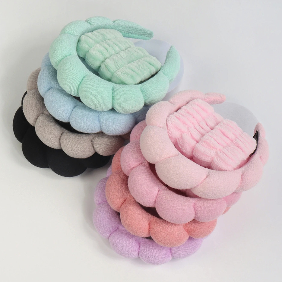 3pcs Microfiber Wristbands & Puffy Spa Headband Set for Face Washing – NEW