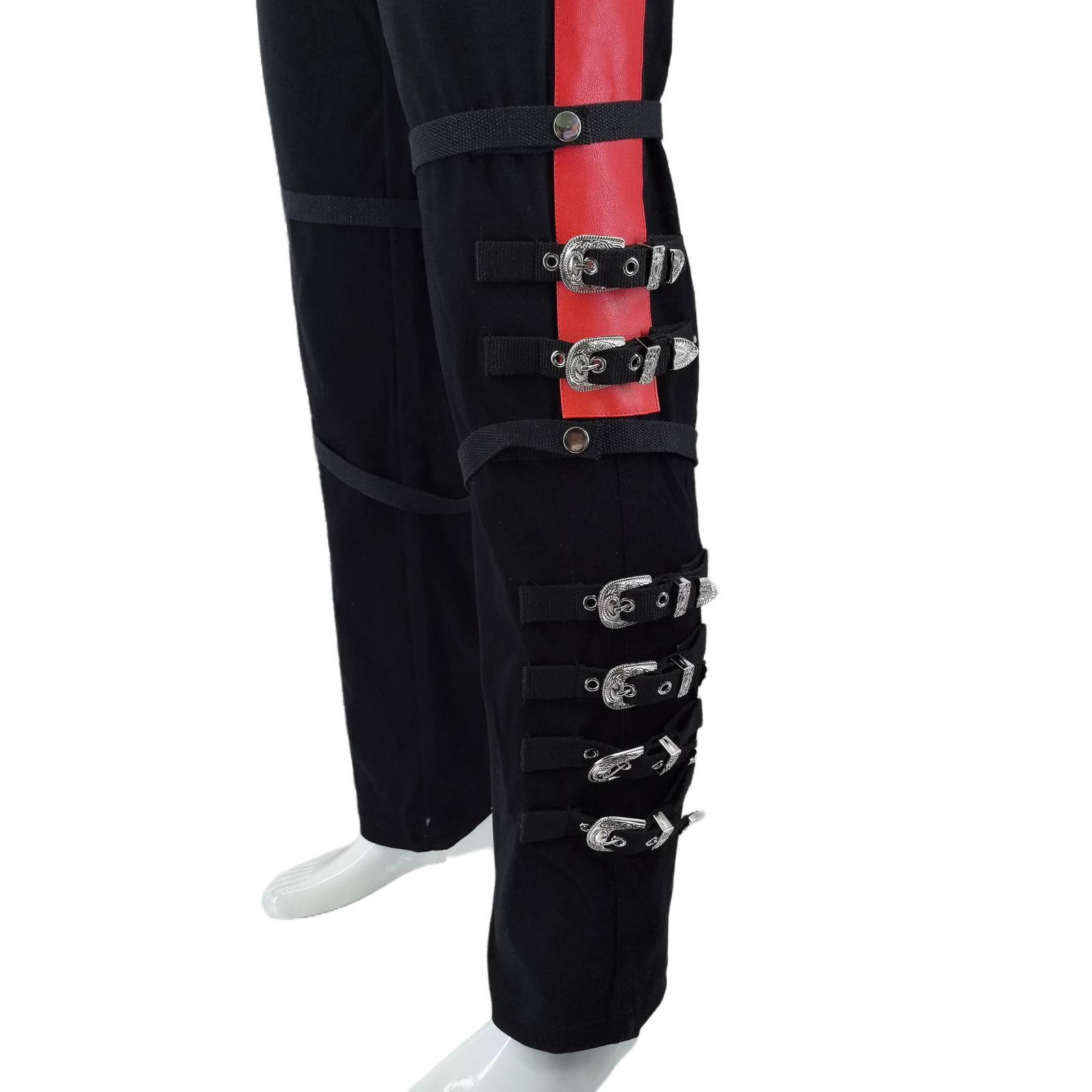 Punk Skinny Pants Trousers in Black Buckle Handmade Impersonator