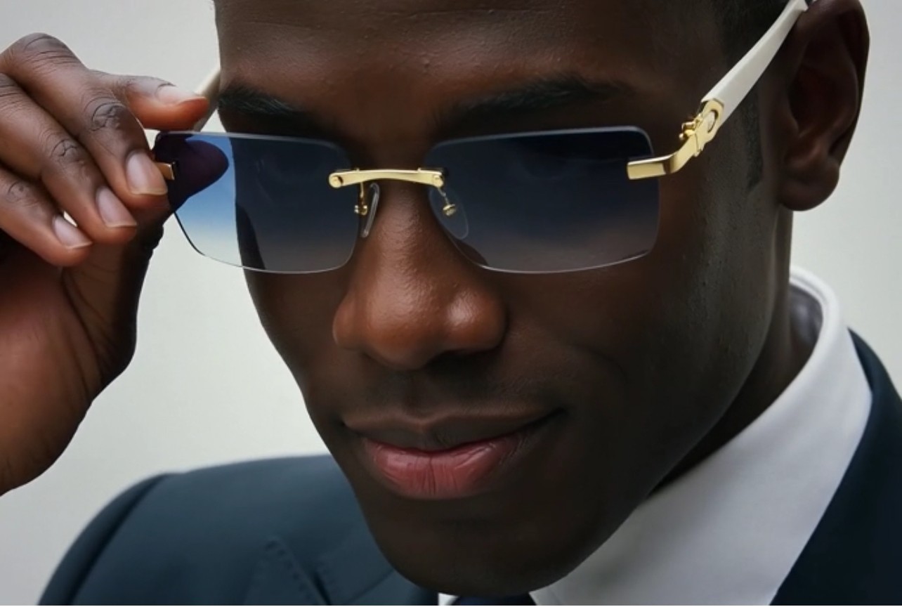 Mens Classy Style Wood Buff Retro 90s Hip Hop Rapper Gangster Rimless Sunglasses