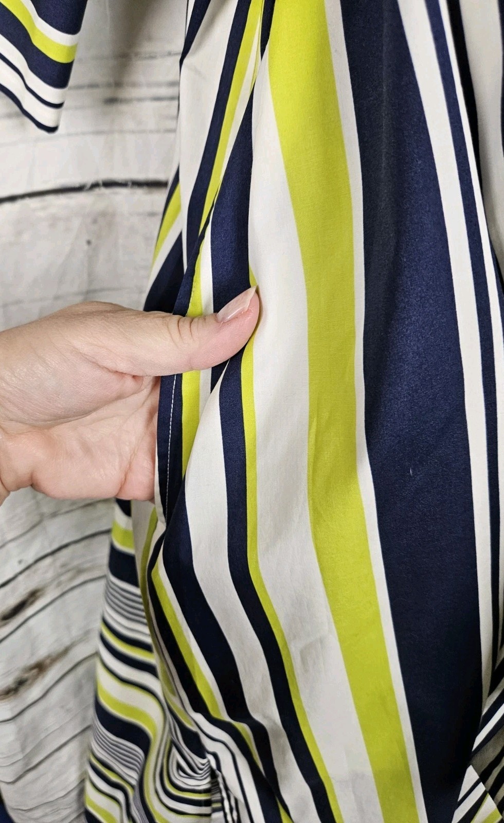 Carla Rockmore Striped Shirt Dress XL Midi NEW Cotton Blend Navy Green
