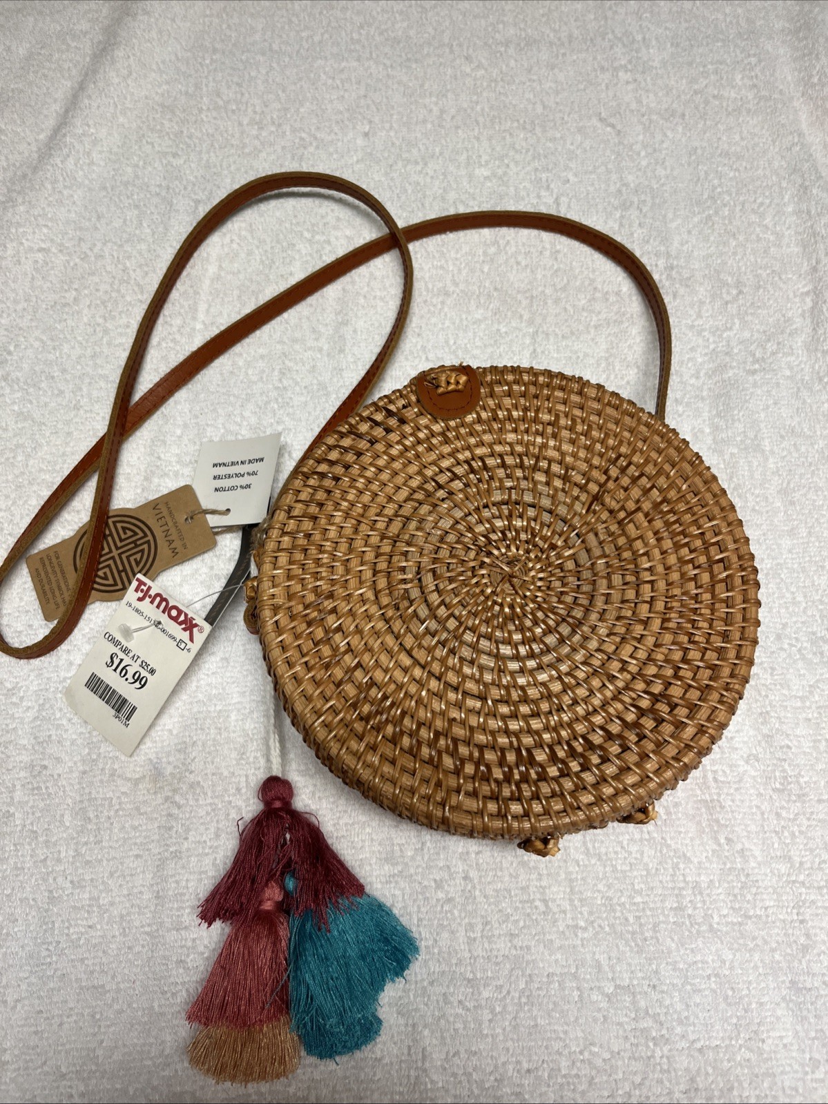 Women’s Shoulder Bag Genuine Leather Brown Woven