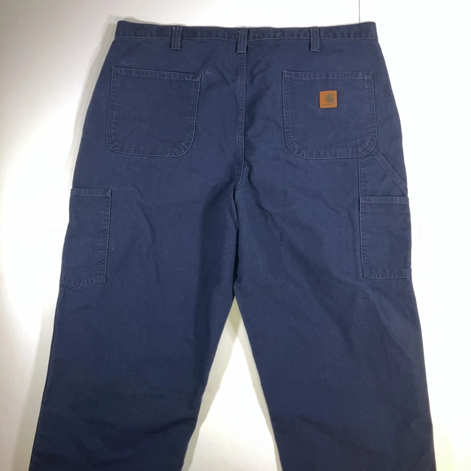 Carhartt 36X30 Work Pants Navy Blue Cotton Blend Dungaree Fit 383-20 B Good