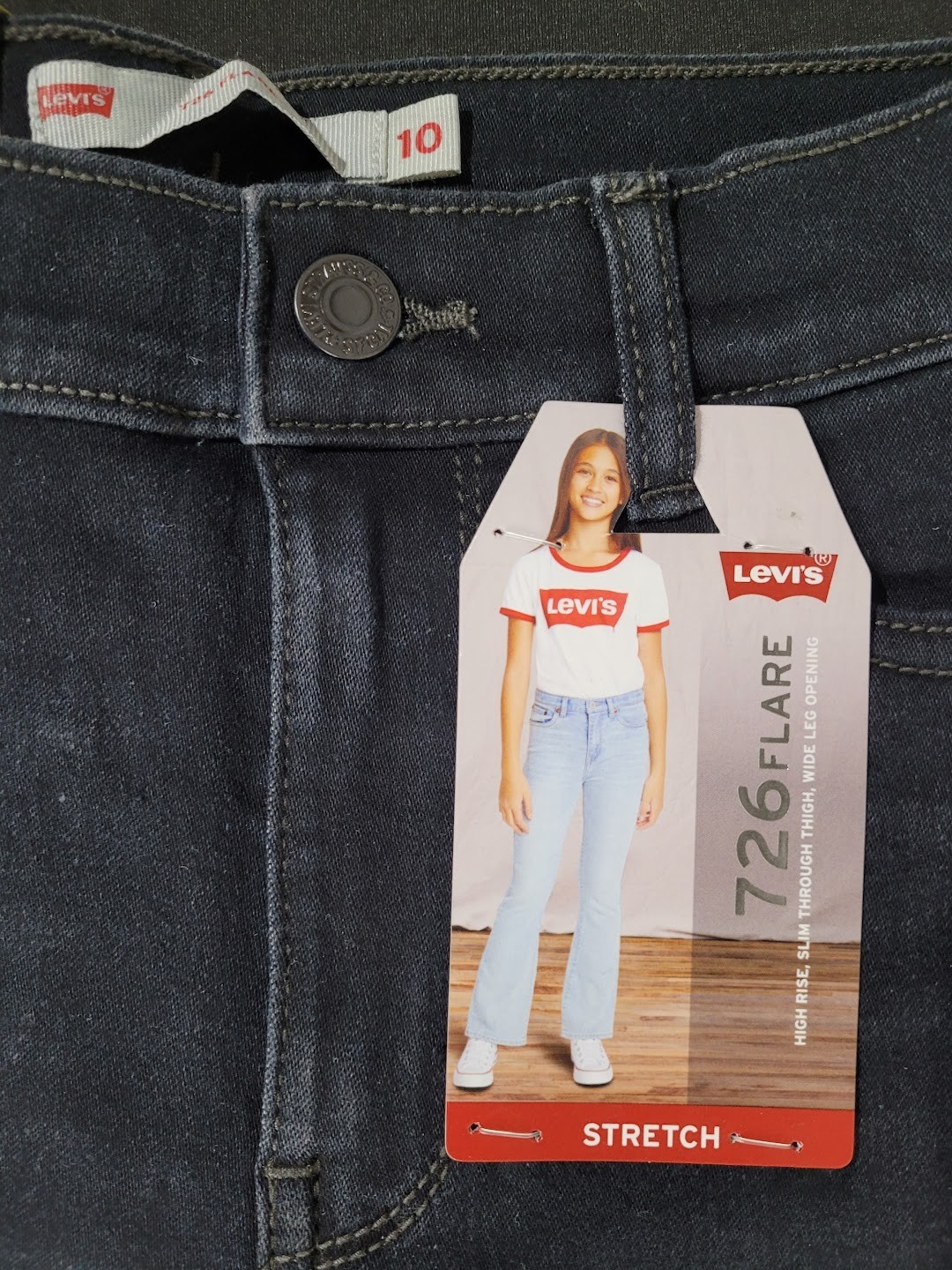 Levi’s Girls High Rise Adjustable Waistband 726 Black Flare Jeans