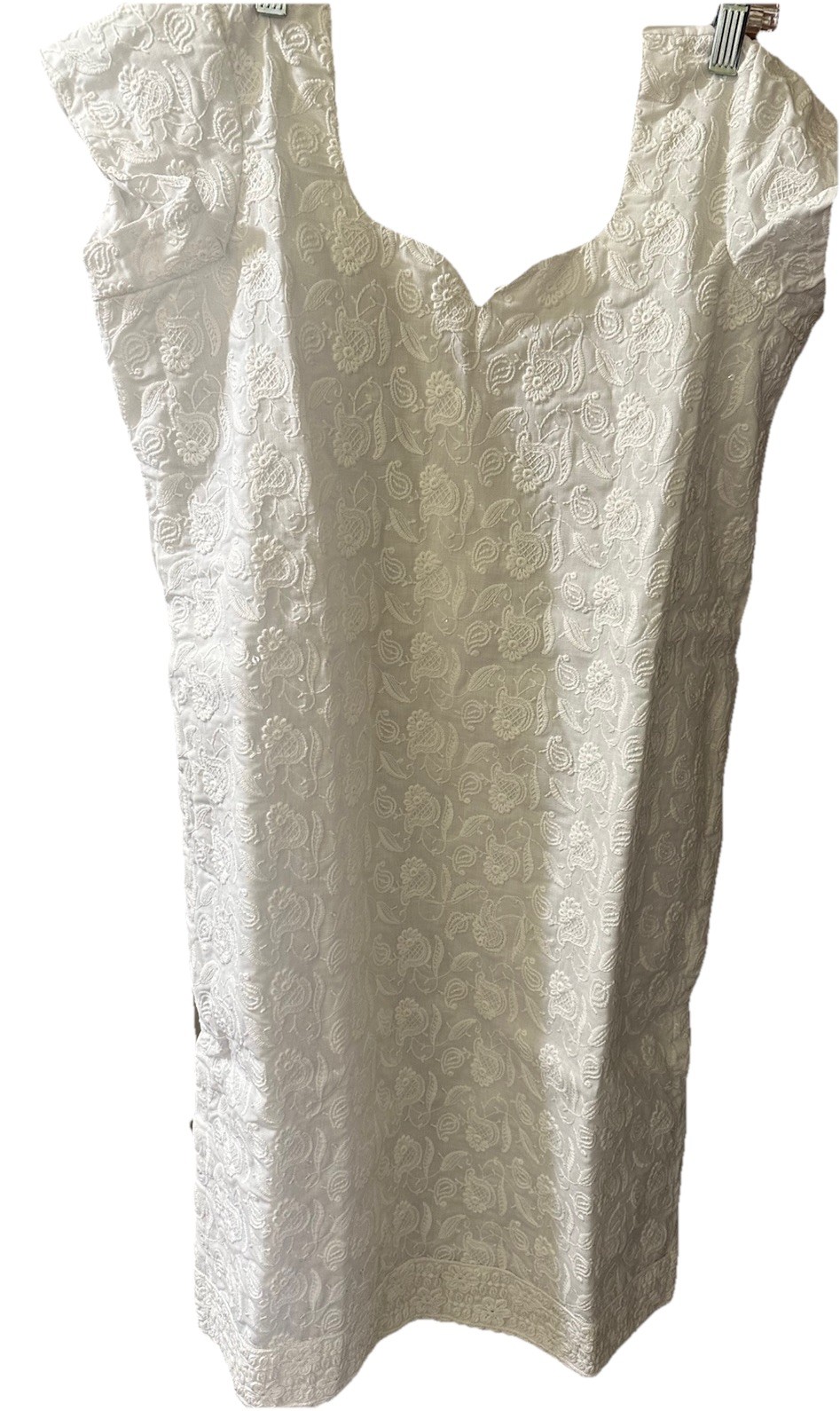 Preowned Chickankari Kurti White—Top And Bottom