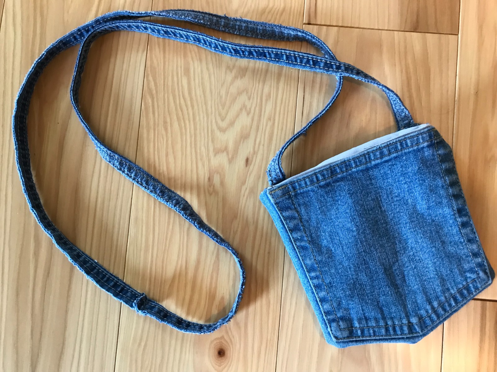Crossbody Jean Purse, Handmade Over Shoulder Cell Phone Bag, Whimsical Birds