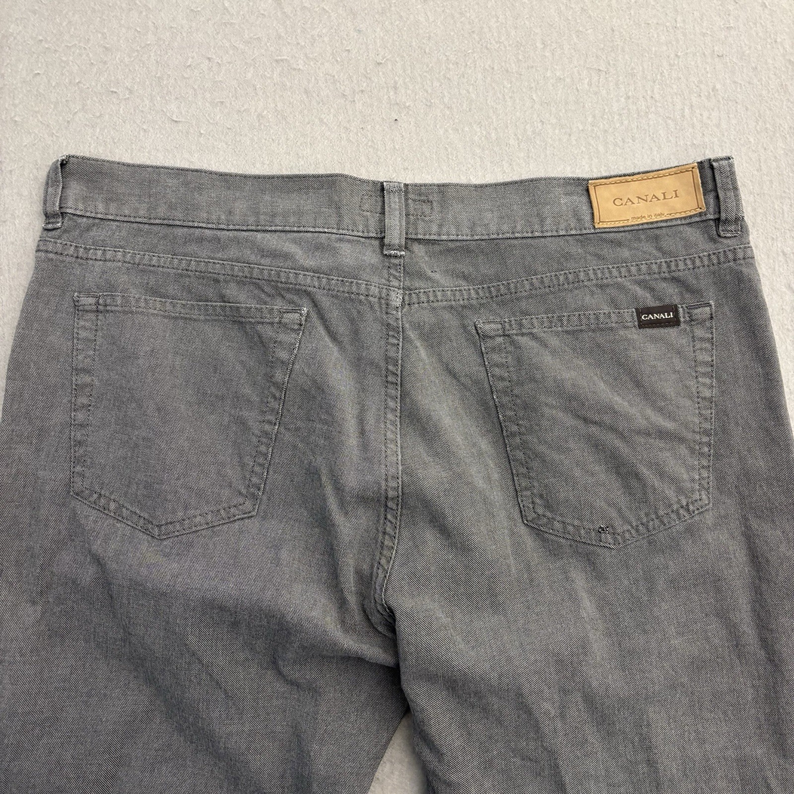 Canali Pants Mens Size 37×29 (56) Gray Cotton Luxury Made In Italy Casual