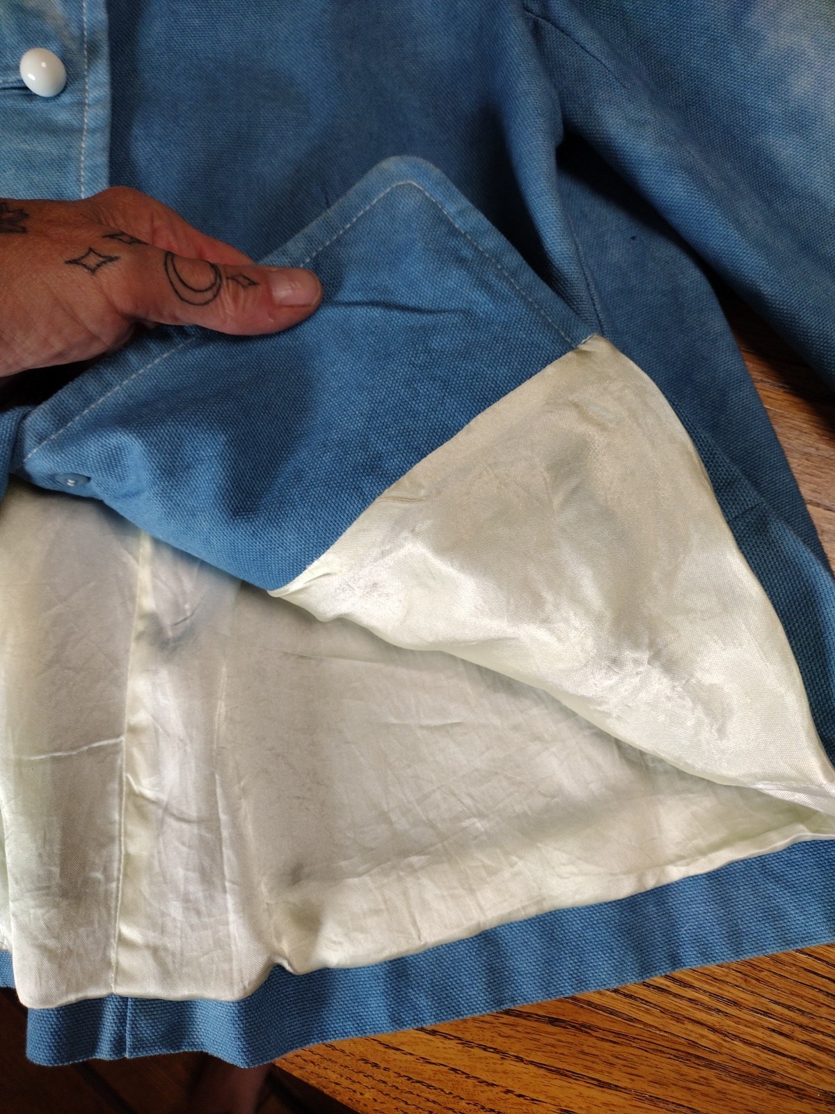 Jacket S Blue Plant Dyed Hand-Made Original Cotton Short Fully Lined