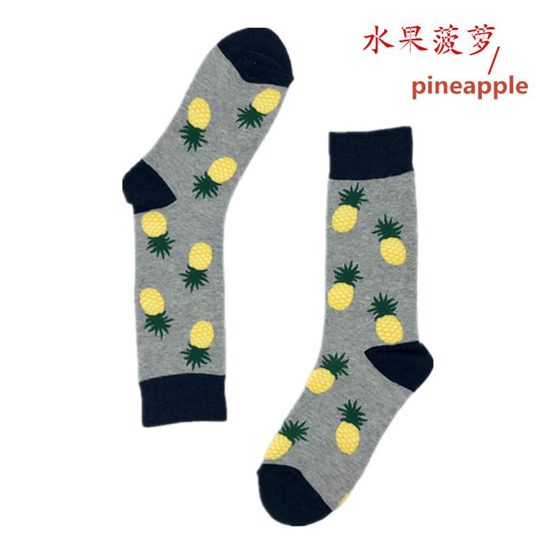 200N couple long tube socks Jacquard creative pattern Harajuku flower cotton