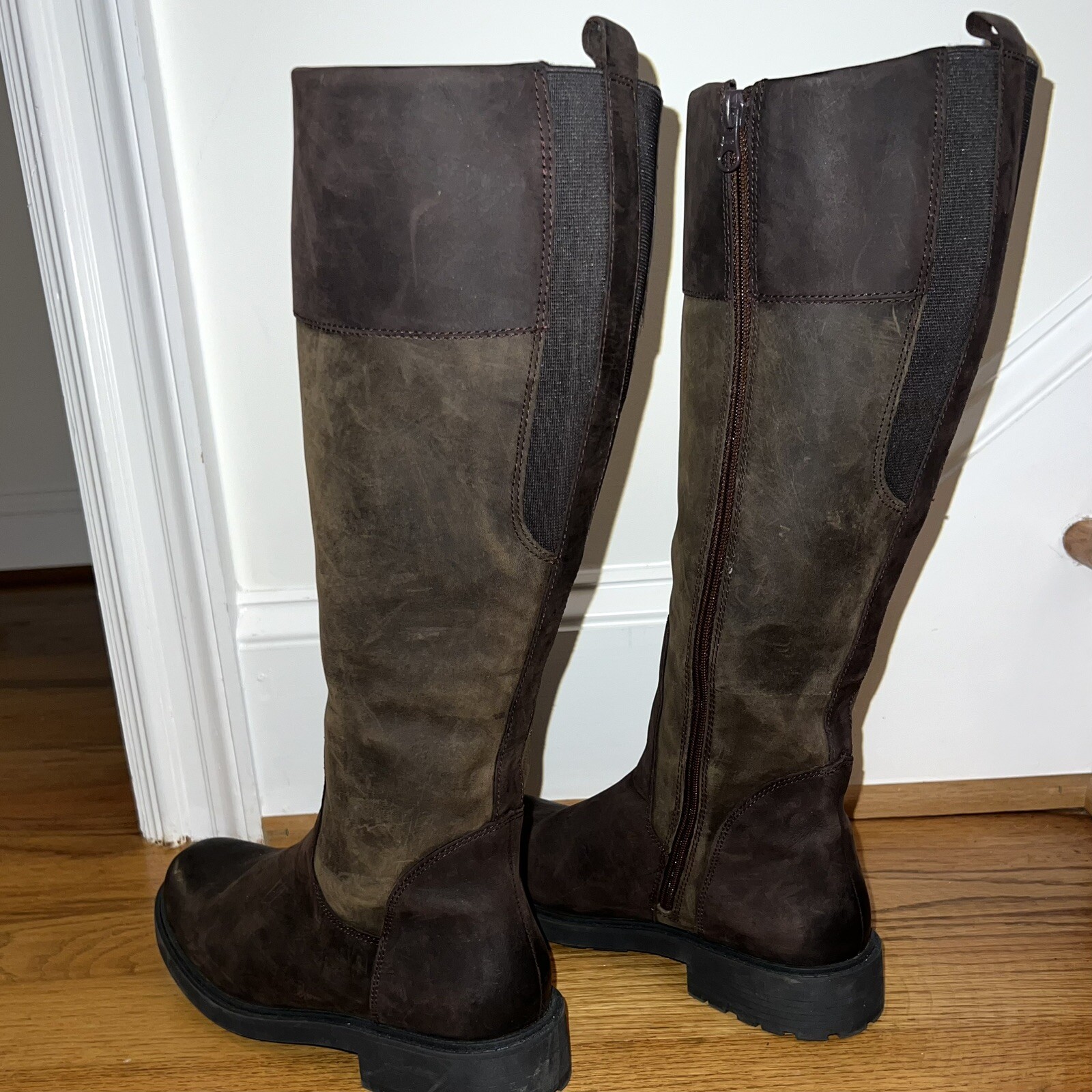 Clarks Leather Boots 9.5 Dk Brown oiled Nubuck Zipper Riding Orinoco2 Horse