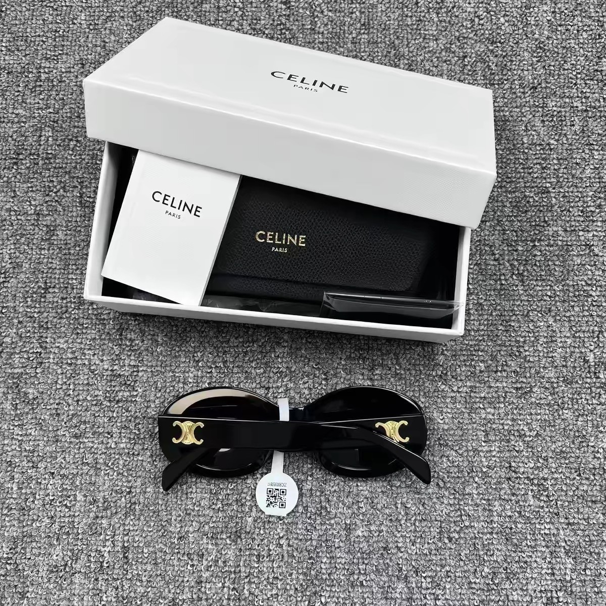 CELINE Triomphe CL40194U Black Oval Sunglasses 52mm 22mm 145mm – New in BOX