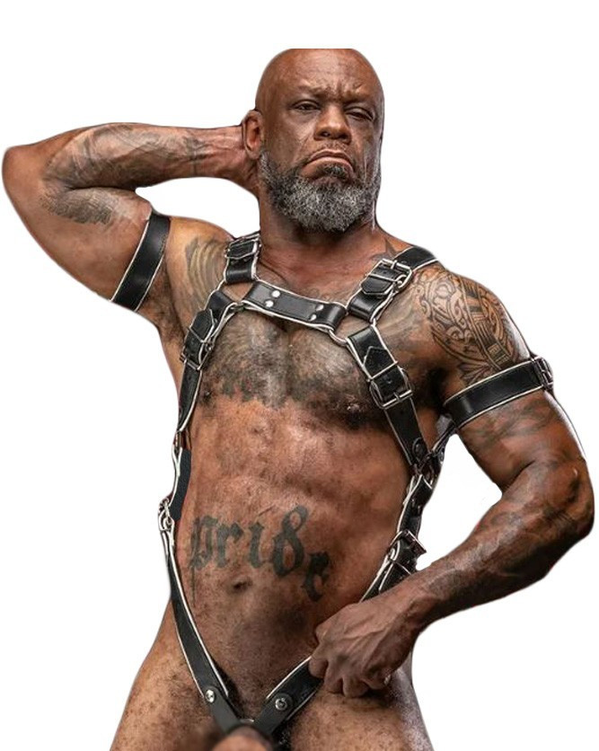 Men Leather Chest Harness Body Armor Buckle Adjustable Strap Ring White Costume
