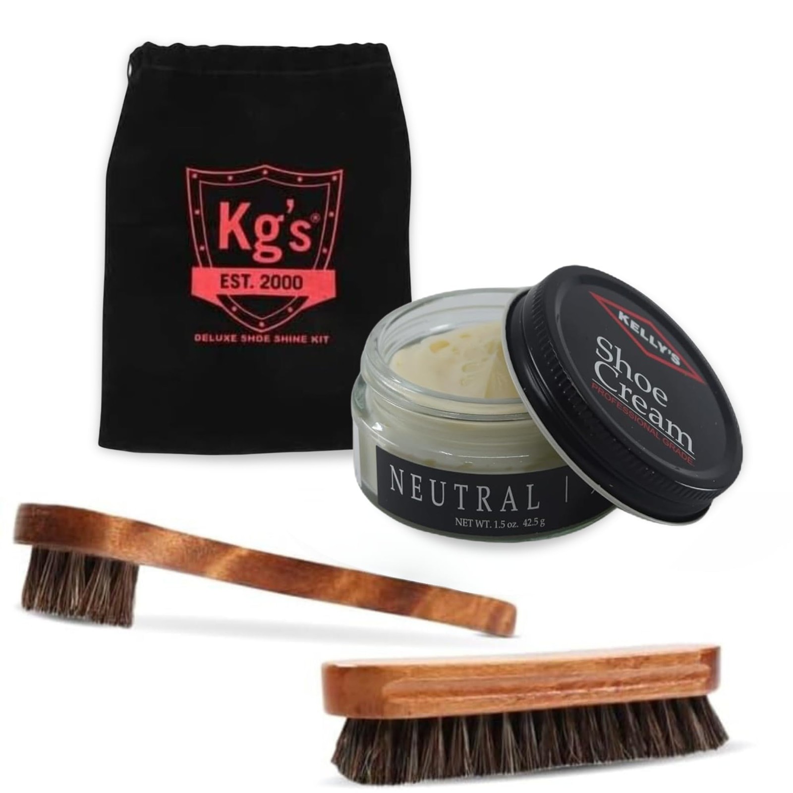 Neutral Polish & Shoe Shine Kit – Includes Neutral Shoe Polish, Horsehair Sho…