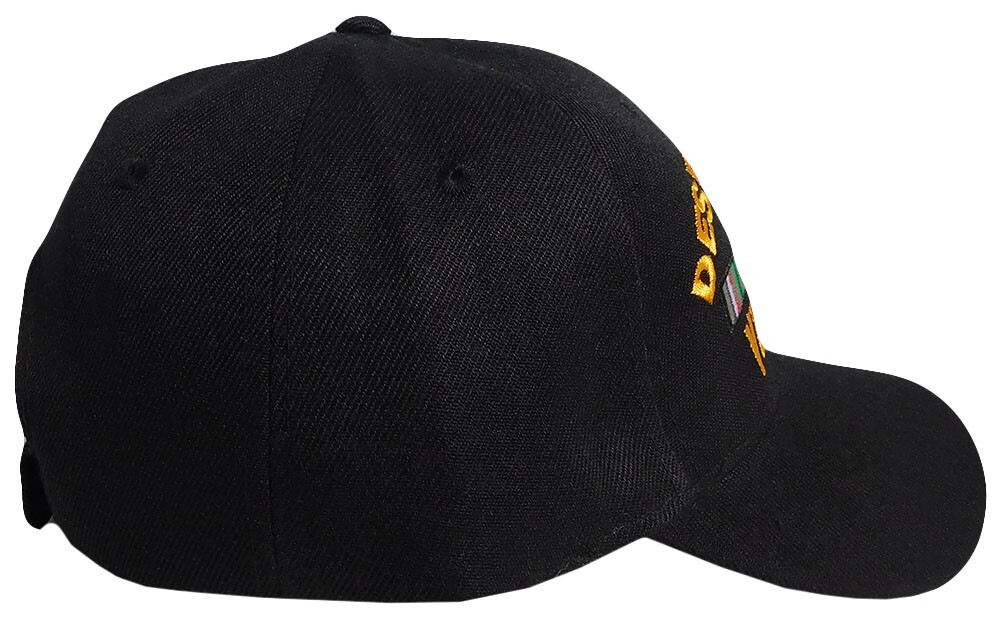 Desert Storm Veteran Ribbon Black Acrylic Adjustable Embroidered Cap Hat