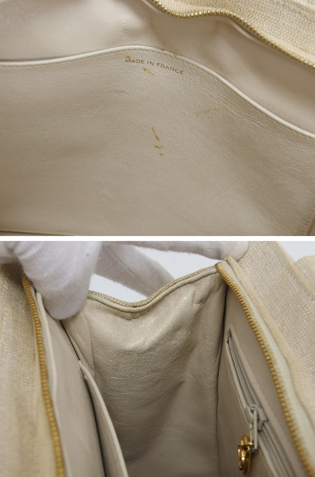 Matelassé Canvas Tote Bag with CC Logo – Ivory 1CH01498