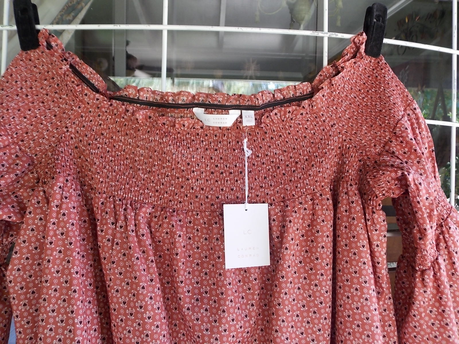New LC Lauren Conrad Desert Dreamer Off The Shoulder Shirt Sz. XXL 46″ Bust