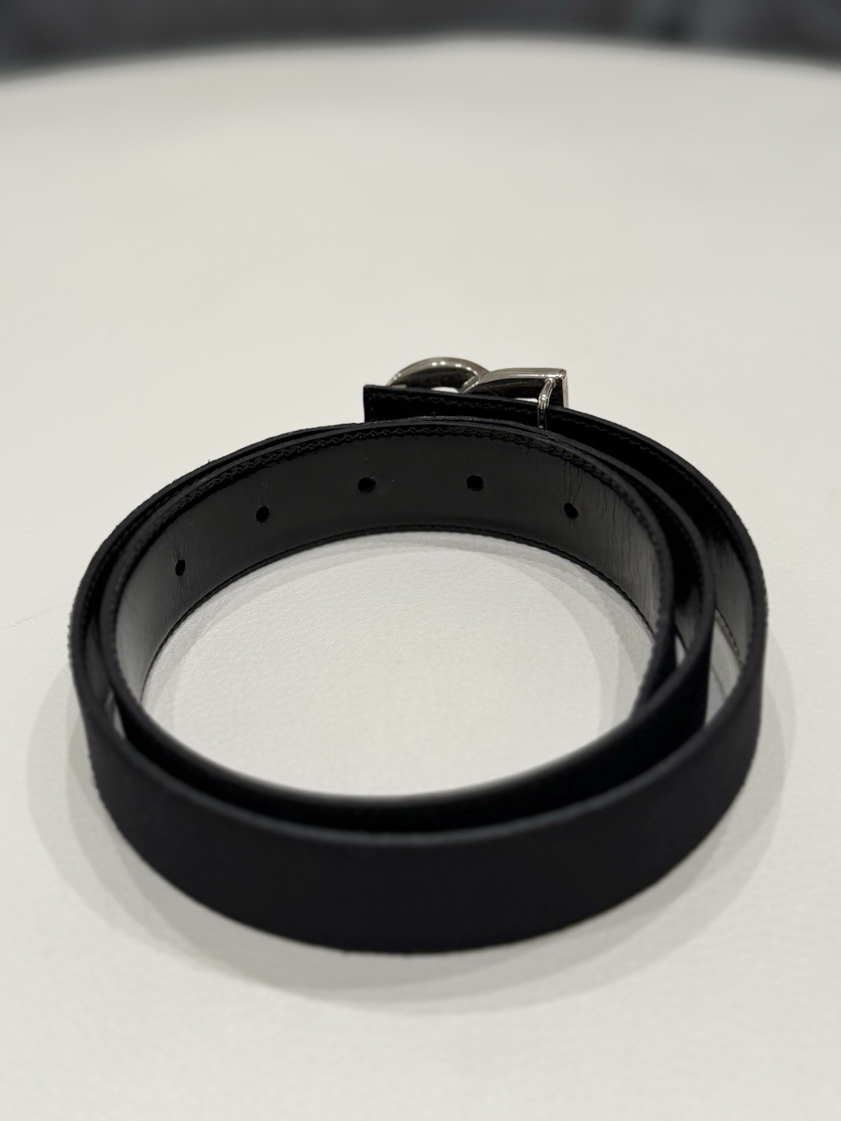 Dolce & Gabbana Women’s Black DG Logo Buckle Leather Belt Size 70cm/28in