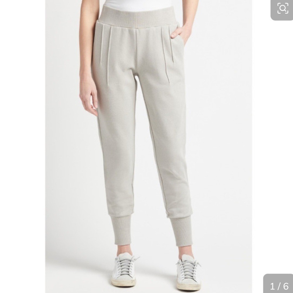Varley Amberley Jogger Pants High Rise Pleated Pull On Tapered Light Gray small