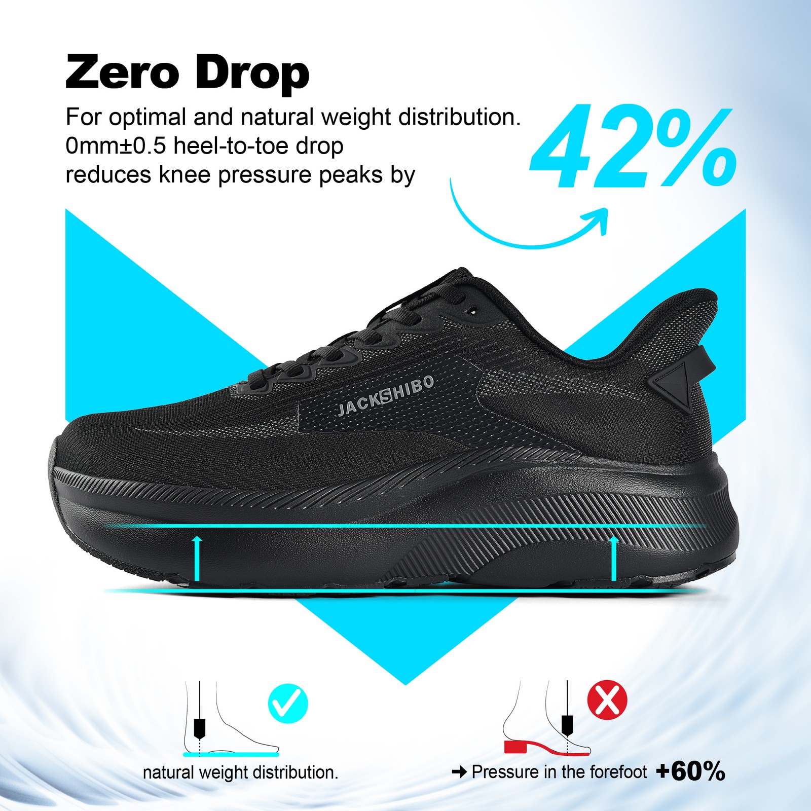 Men Wide Toe Box Zero Drop Sneakers Hands Free Arch Support Shoes Tennis Running