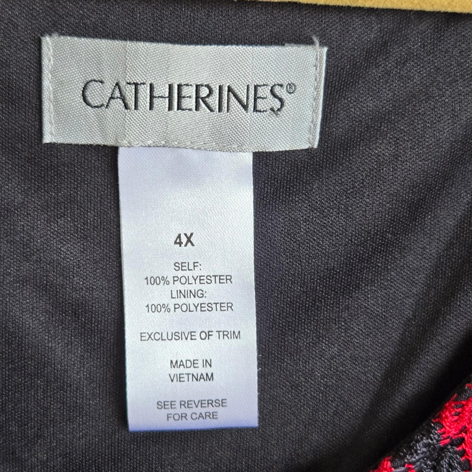 Catherines Dress Red Black Chevron 4X Fully Lined Except 3/4 Sleeves