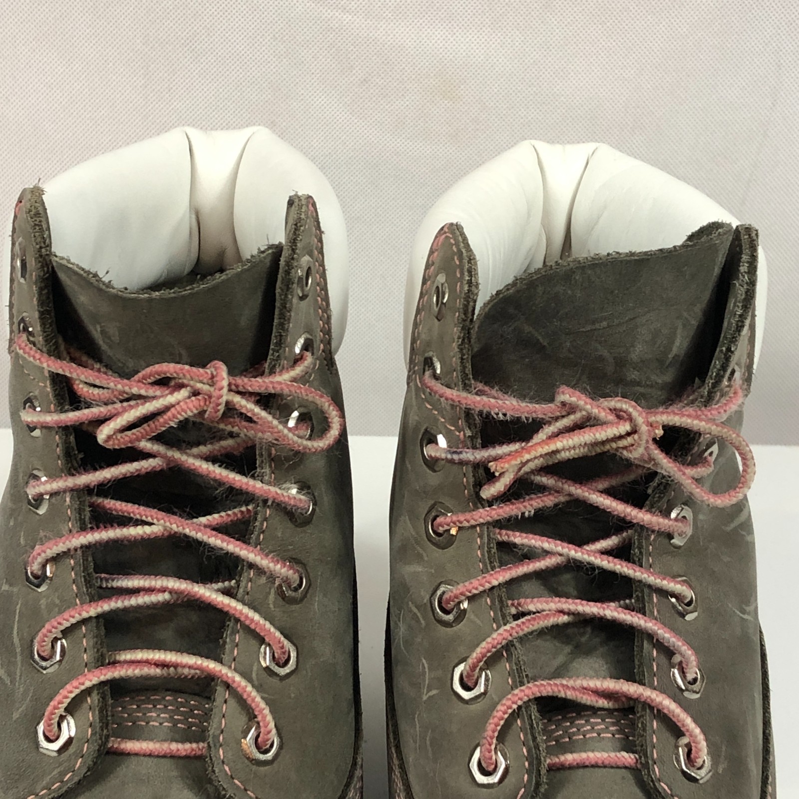 Timberland Boots Gray Pink Shoe String Womens Size 10 Mens Size 8