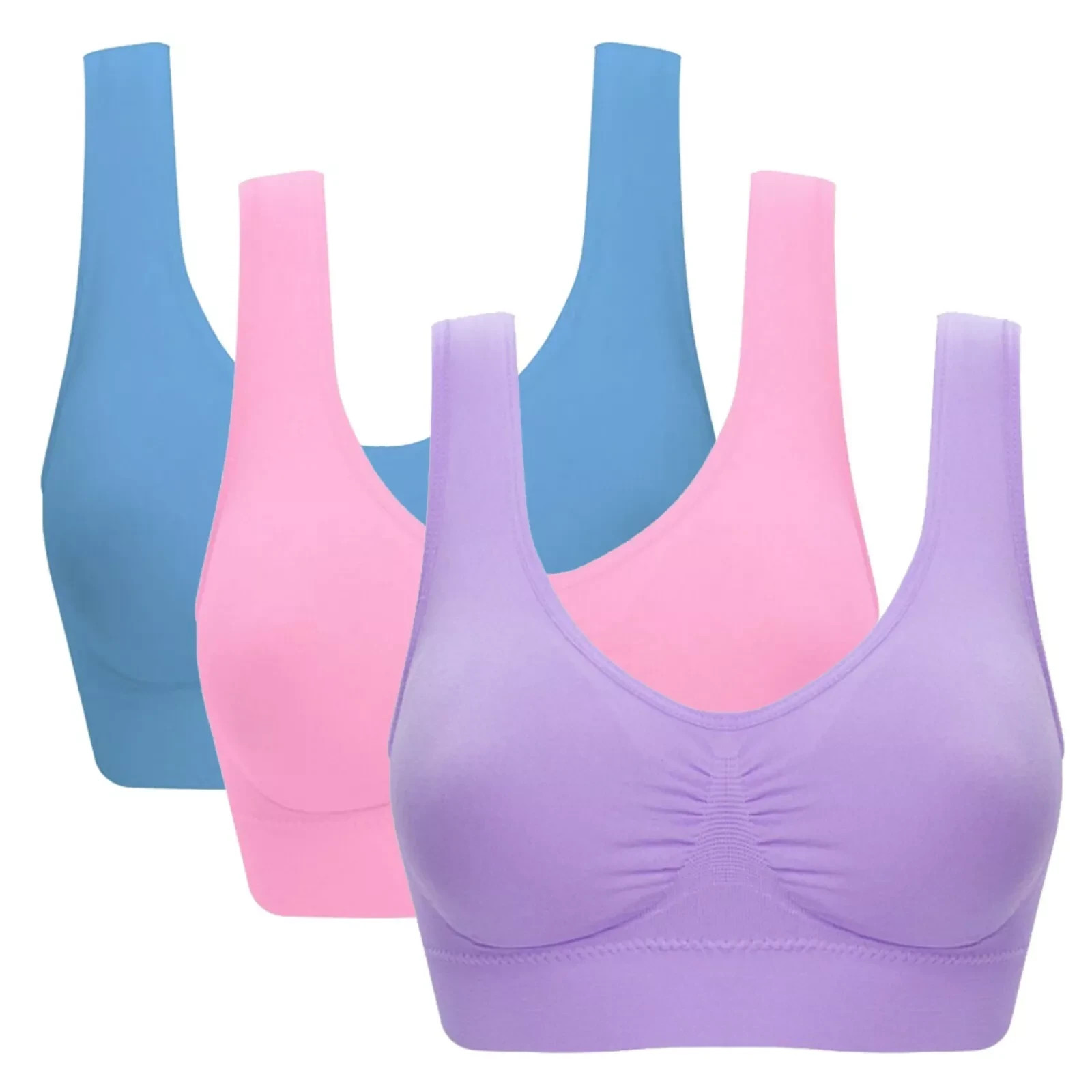 3Pack Wireless Underwear Sports Bras For Women Yoga Sleep Bra Seamless Bralette