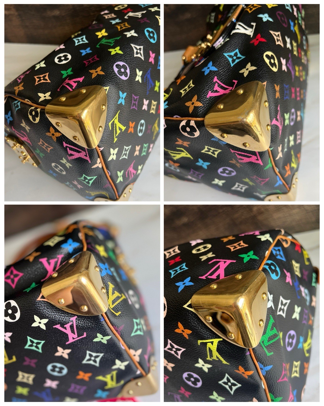 Authentic Louis Vuitton Takashi Murakami Black Multicolor Speedy 30 Handbag Tote