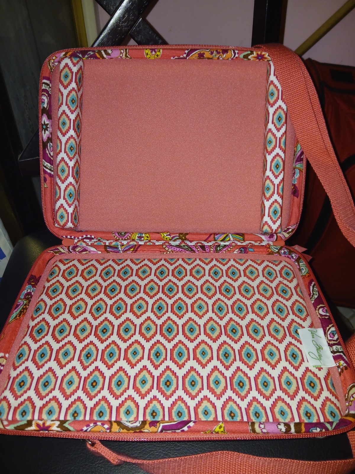 Vera Bradley Paisley Crossbody Tablet Bag Pink/Multicolor, Zip, Inner Pockets