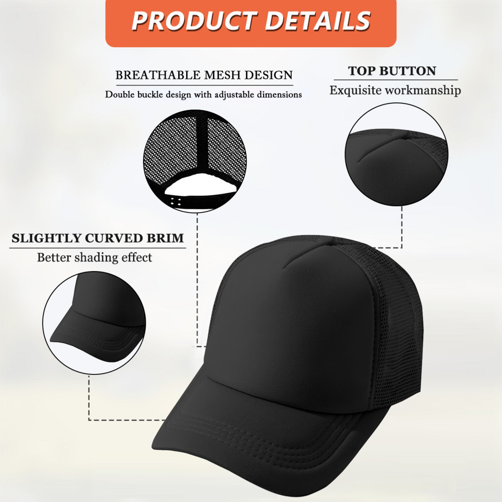 Custom Text Logo Trucker Hat Retro Black Mesh Snapback Personalized Gift Cap