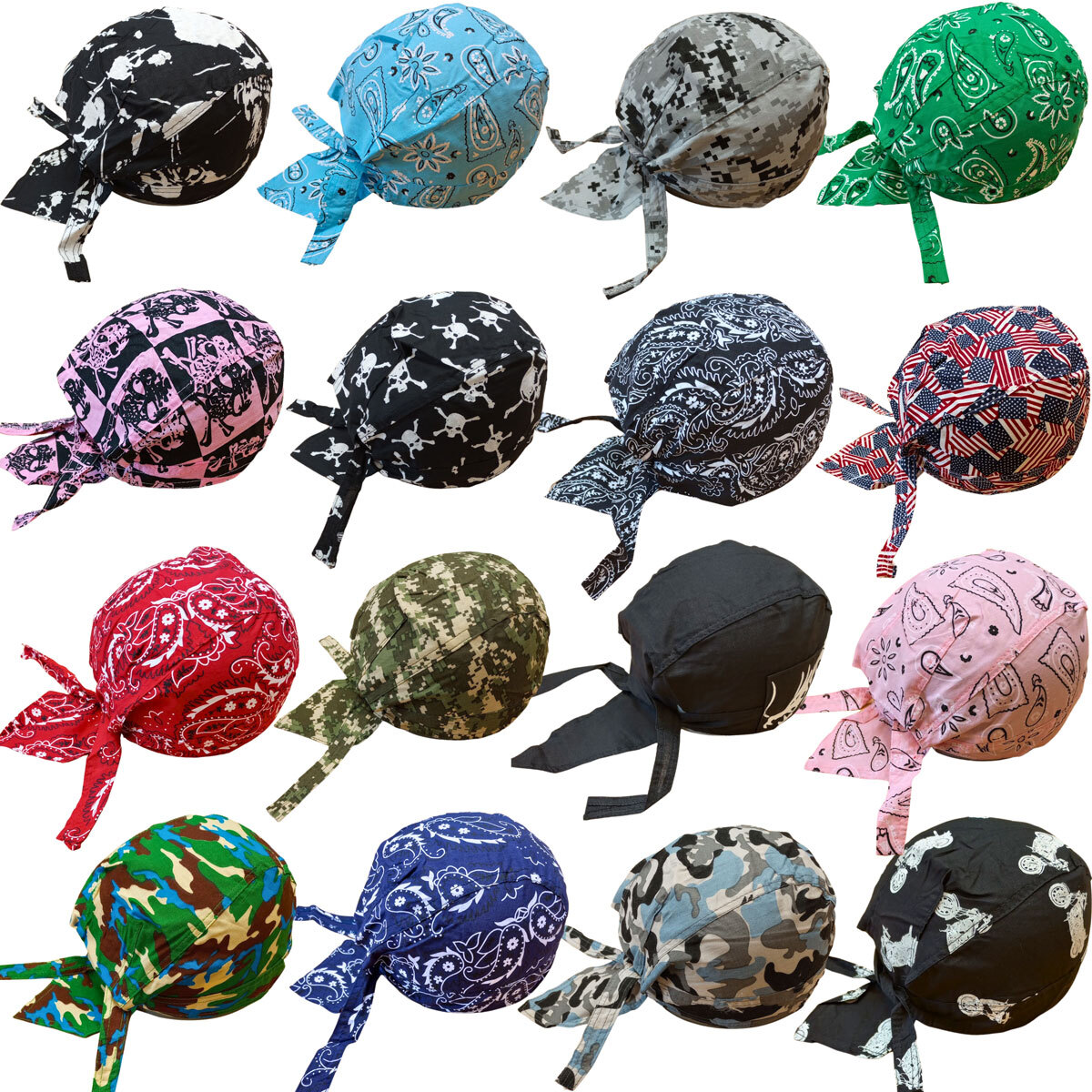 Durag Skull Cap Head Wrap Biker Motorcycle Du Do Black Bandana Paisley Doo Rag