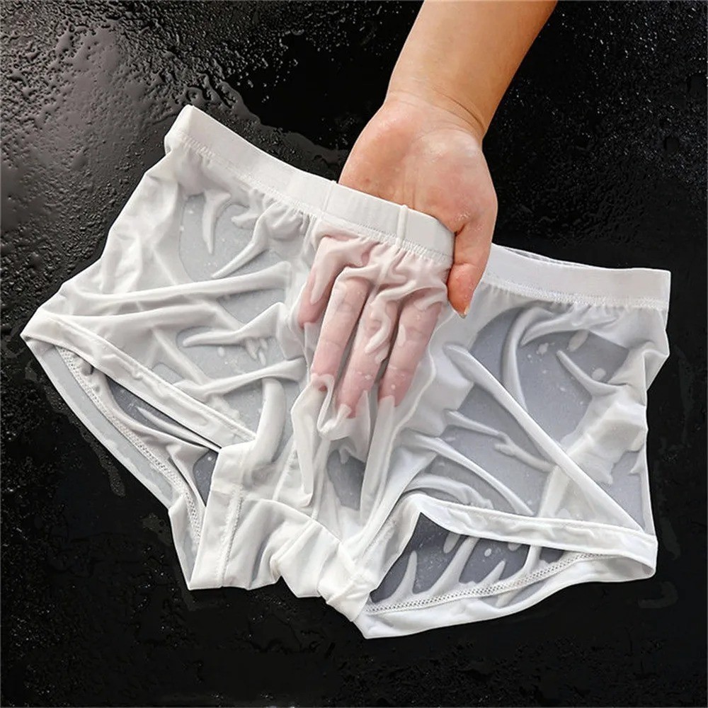 Ultra Thin Ice Silk Boxers Underwear Men Semi-transparent Seamless Sexy Male*