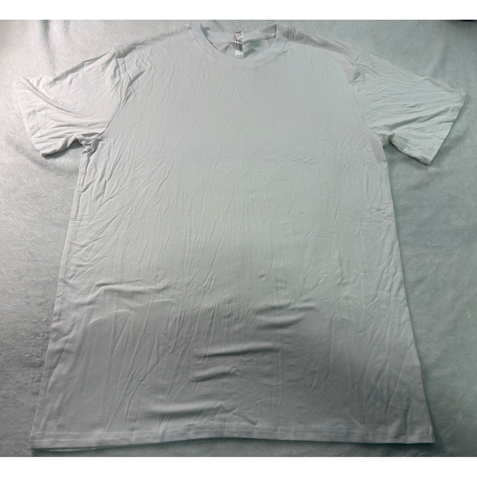 White Bamboo Cotton Blend Short Sleeve Crewneck T-Shirt Mens Large UPF 50+