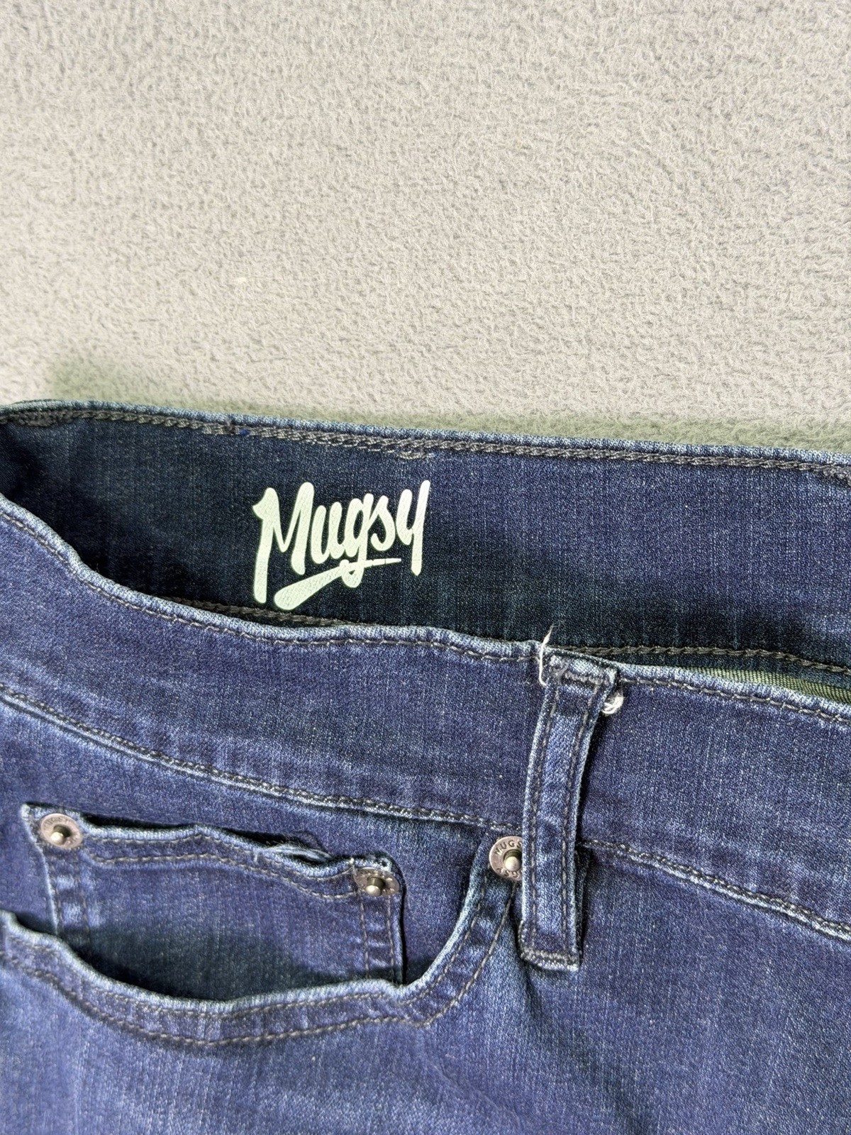 Mugsy Jeans Mens 34×30 Blue Straight Slim Dark Wash Fultons Casual Stretch