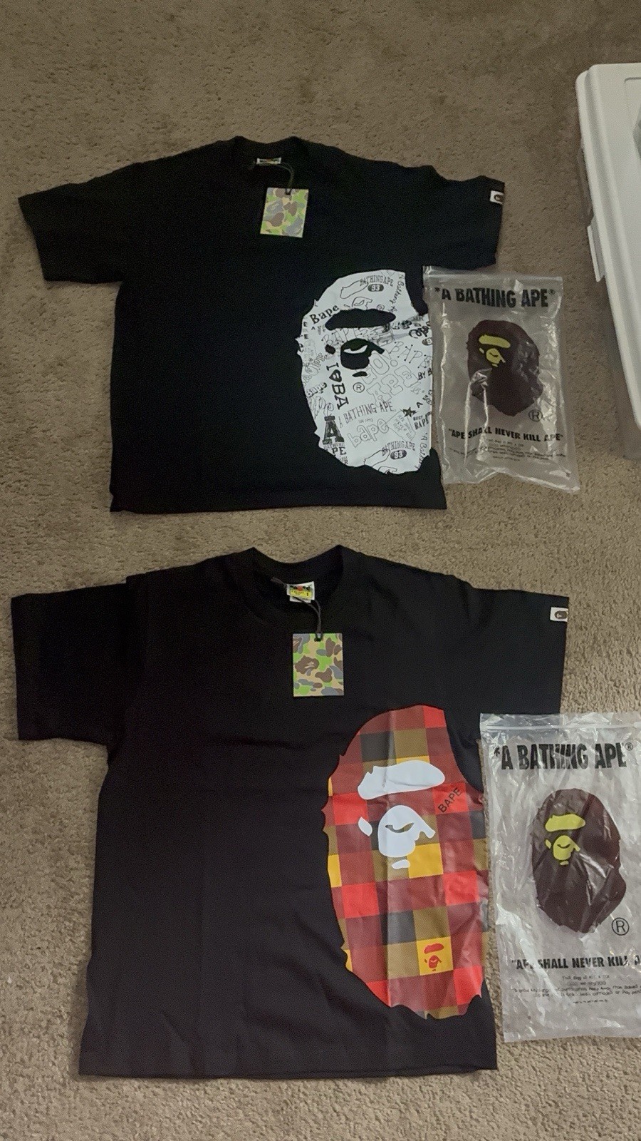 A Bathing Ape BAPE Men’s Black Ape Head Logo Graphic Tee Crew Neck Size S