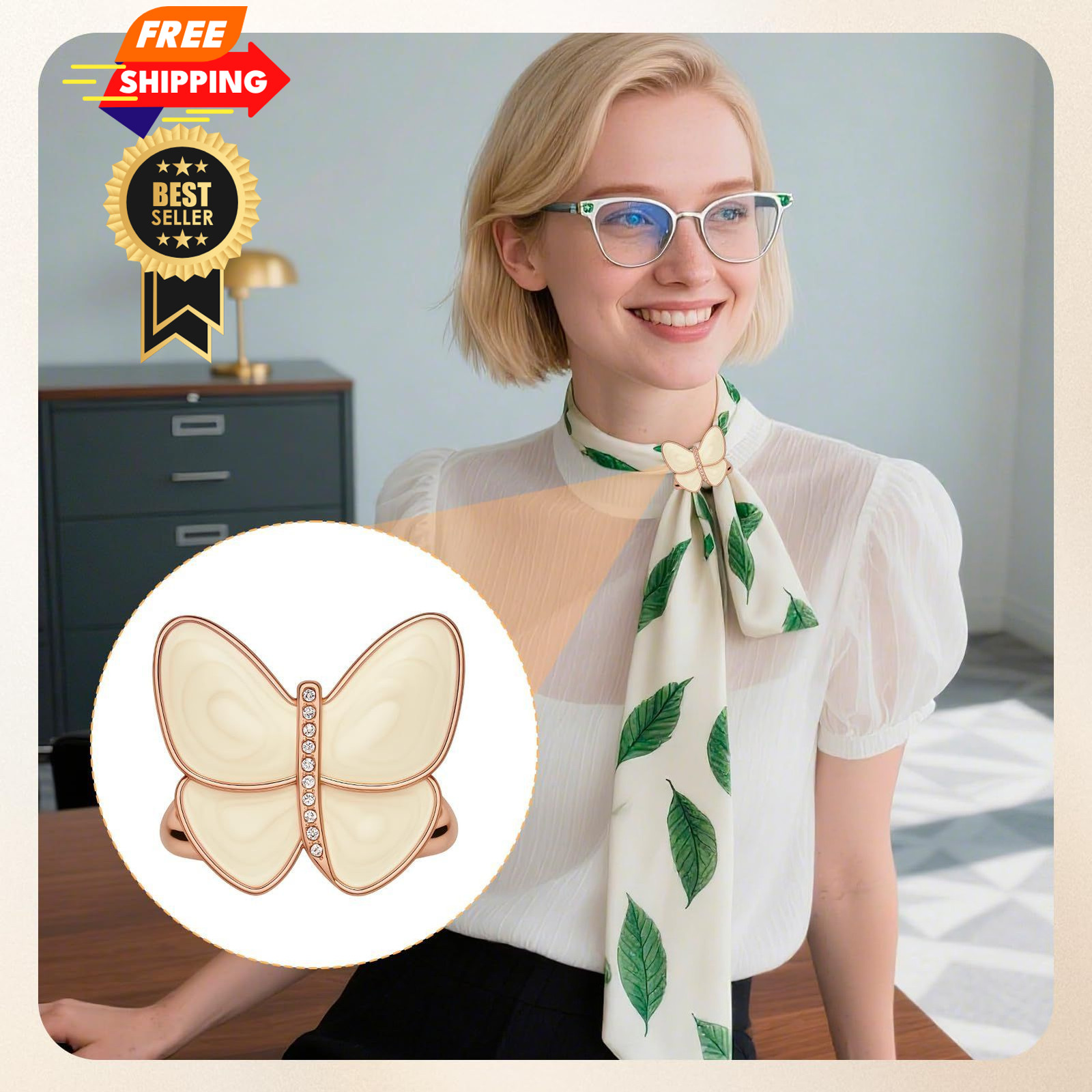 Bmpzery 5 Pcs Gold Scarf Ring,Five Style Rings and Slides Small, Gold-5
