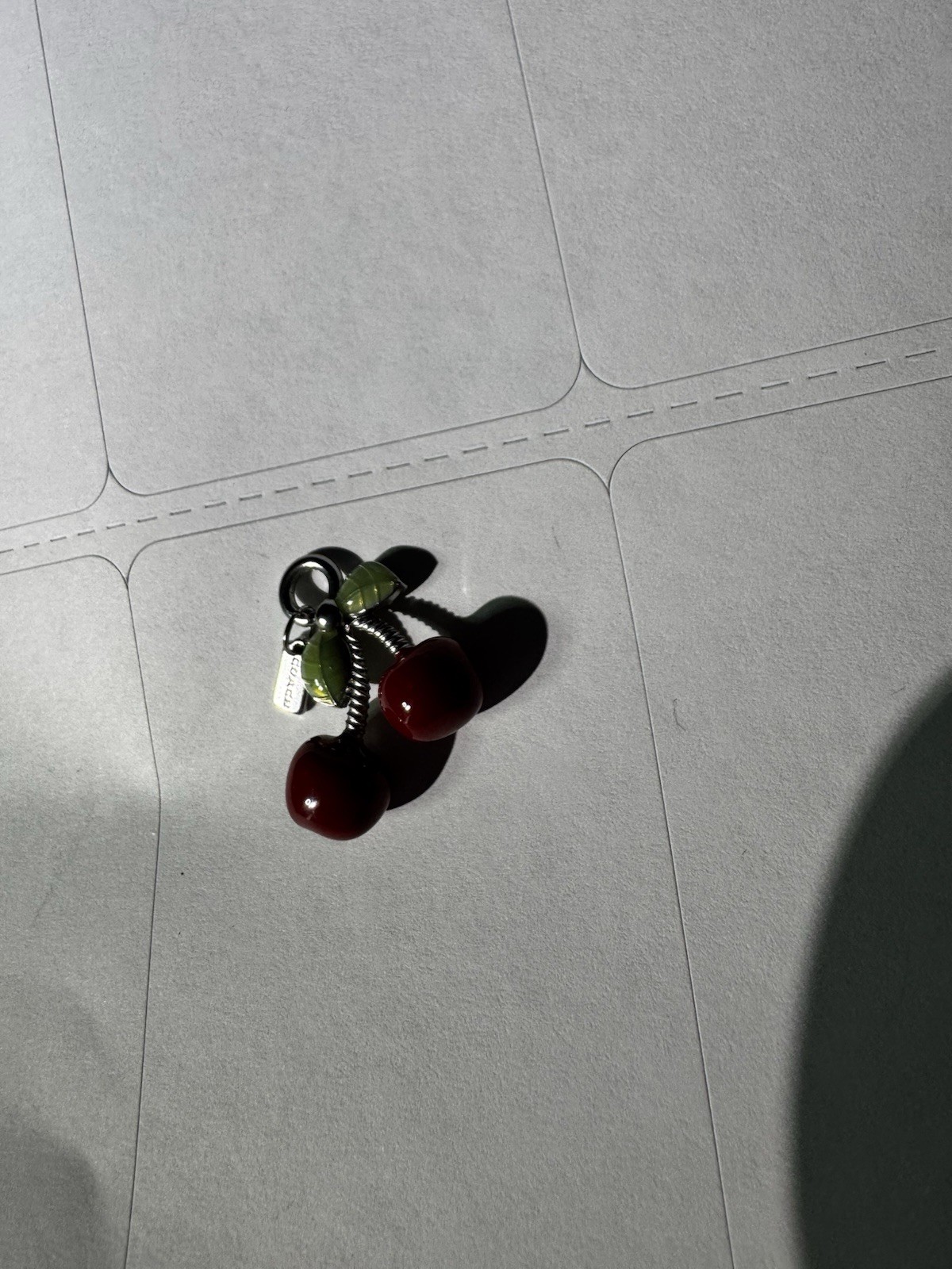 Coach Metal Cherry Charm Silver Red Green Fruit Women