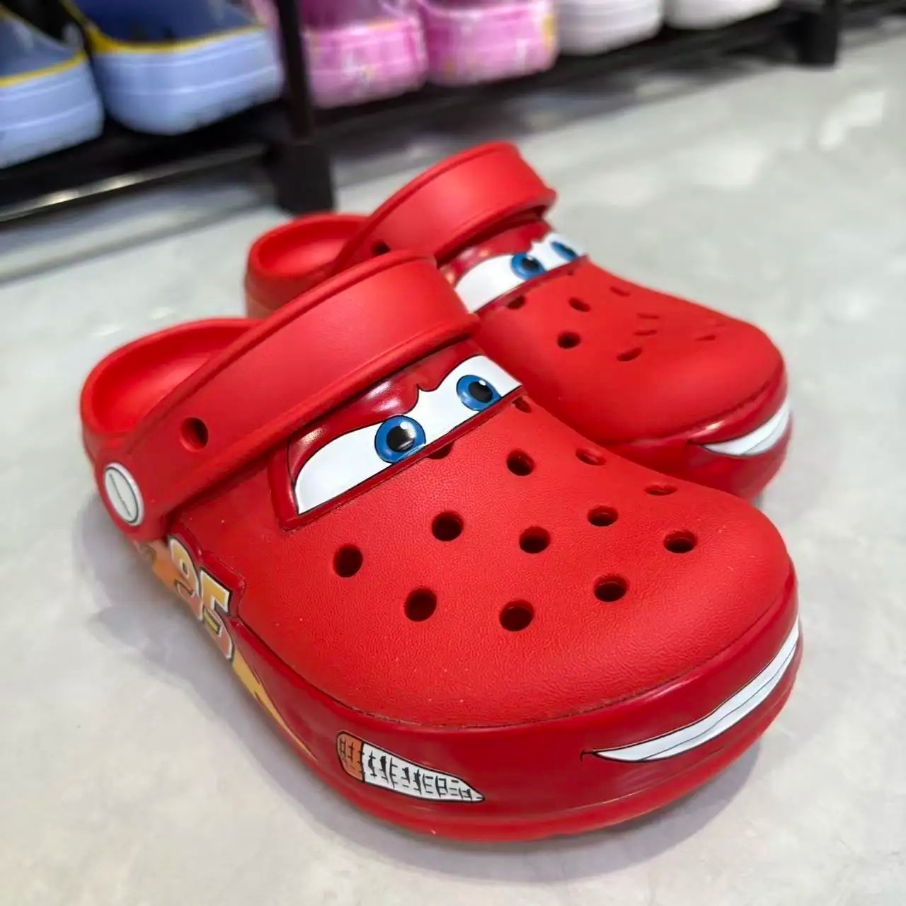 Kids Crocs Lightning McQueen Red Light Up Clogs Slip On Shoes Comfort