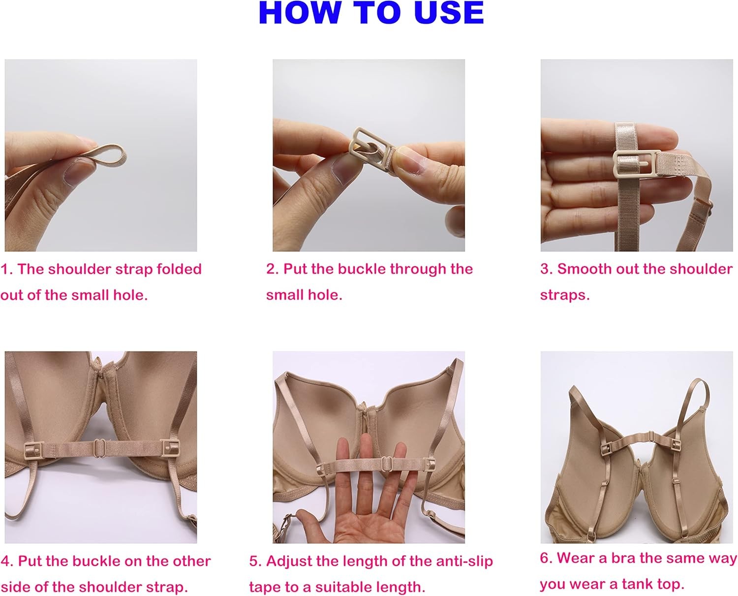 4pc Random Women’s Non-slip Adjustable Elastic Bra Strap Clips Holder