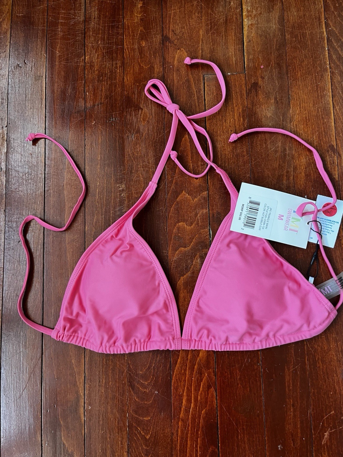 YMI Swimwear Women’s Solid Pink 2-Piece Triangle Halter Bikini Set Size M