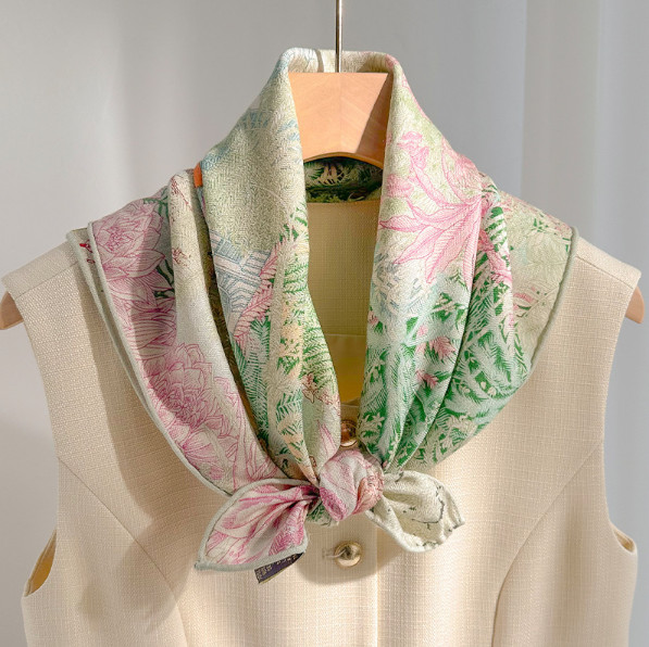 70shmere 30% Silk Bandana Scarf 65cmX65cm Flower Print Ne5erchief Shawl wrap