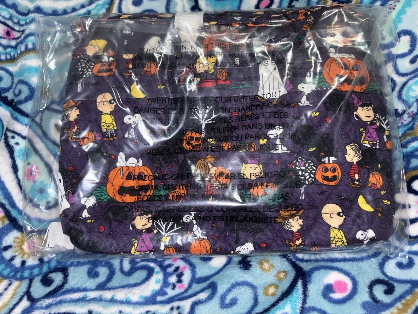 Vera Bradley Peanuts Large Hipster Crossbody HALLOWEEN INDIGO Snoopy & Gang –