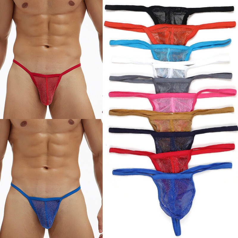 Mens Mesh See-through Pouch G-string Briefs Underwear T-back Thong V-string✔