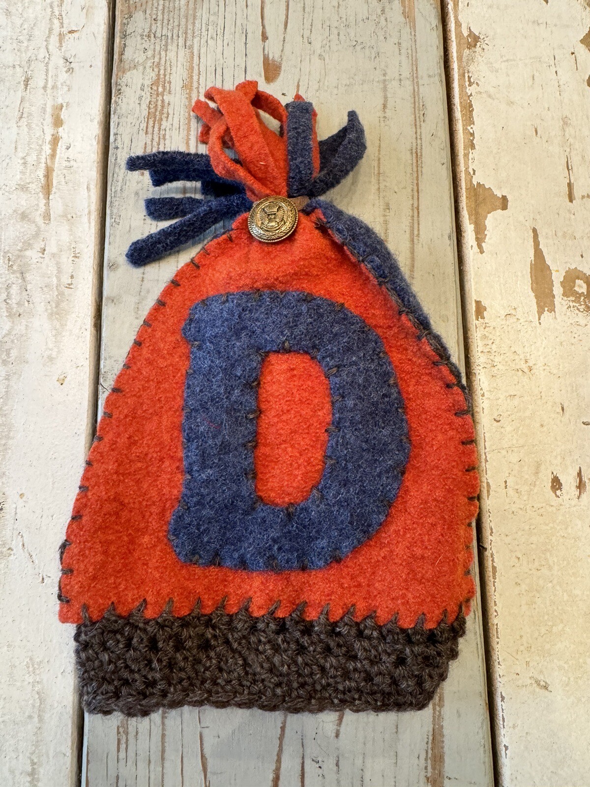 Just a cool kids beanie boggin winter hat block letter “D” handcrafted