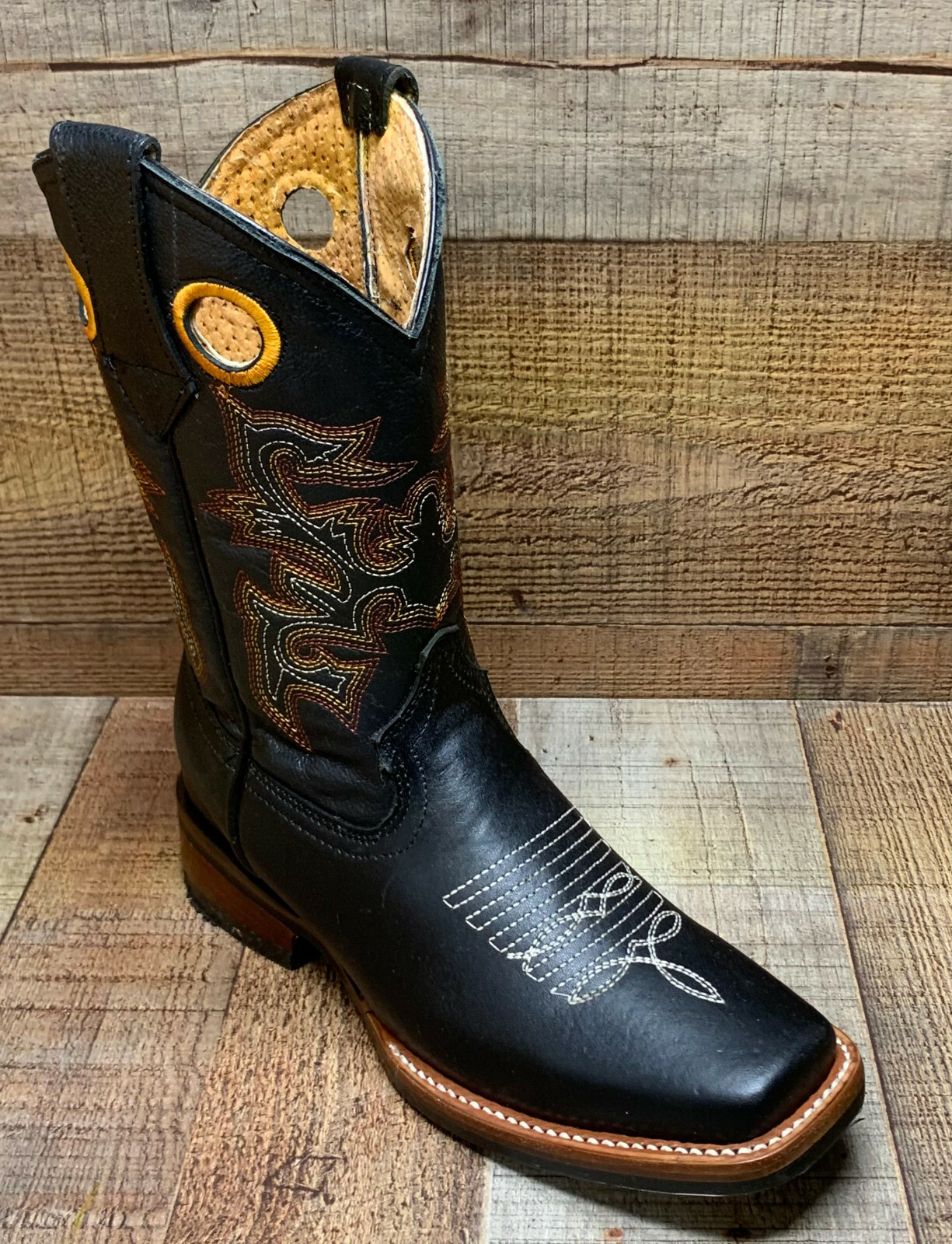 Women’s Western Rodeo Cowgirl Boots Genuine Leather Square Toe Botas Vaqueras
