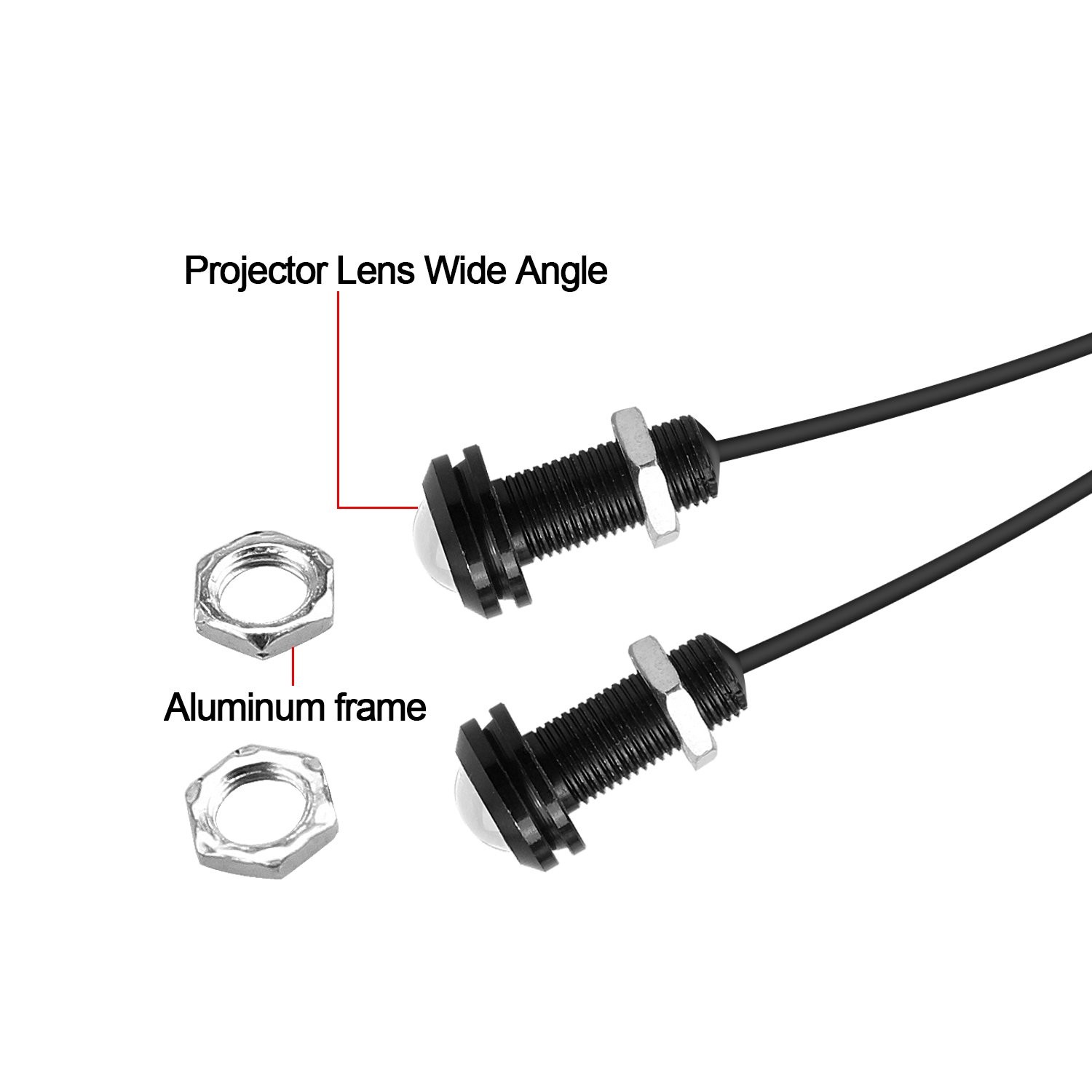 10Pcs 18mm 12V Red Eagle Eye LED Car Fog DRL Daytime Running Light Backup Revers