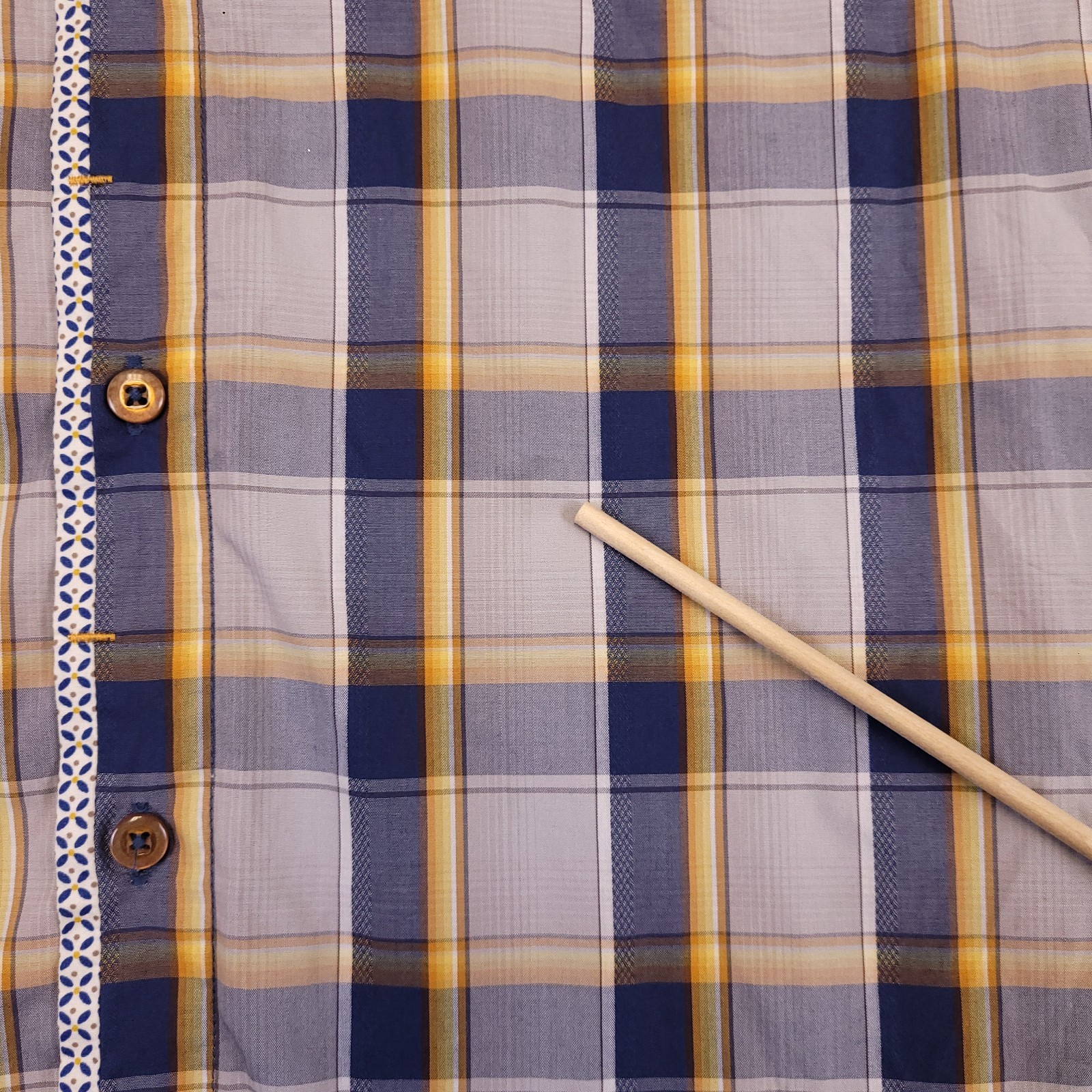 7D 7 Diamonds Mens 2XL Shirt Plaid Cotton Short Sleeve Trim Contrast Spread