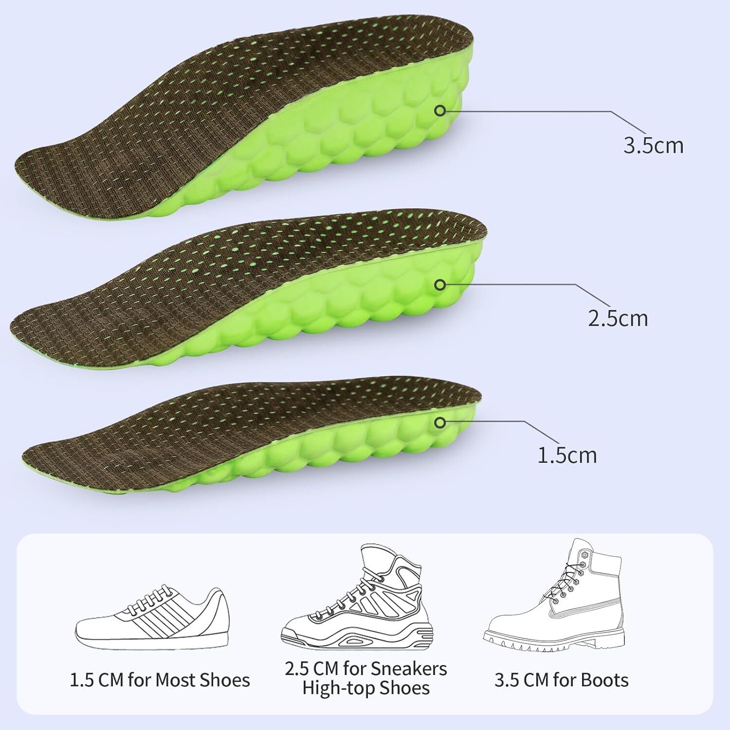 Gel Shoe Insole Invisible Height Increase Heel Lift Taller Insert Pad Silicone