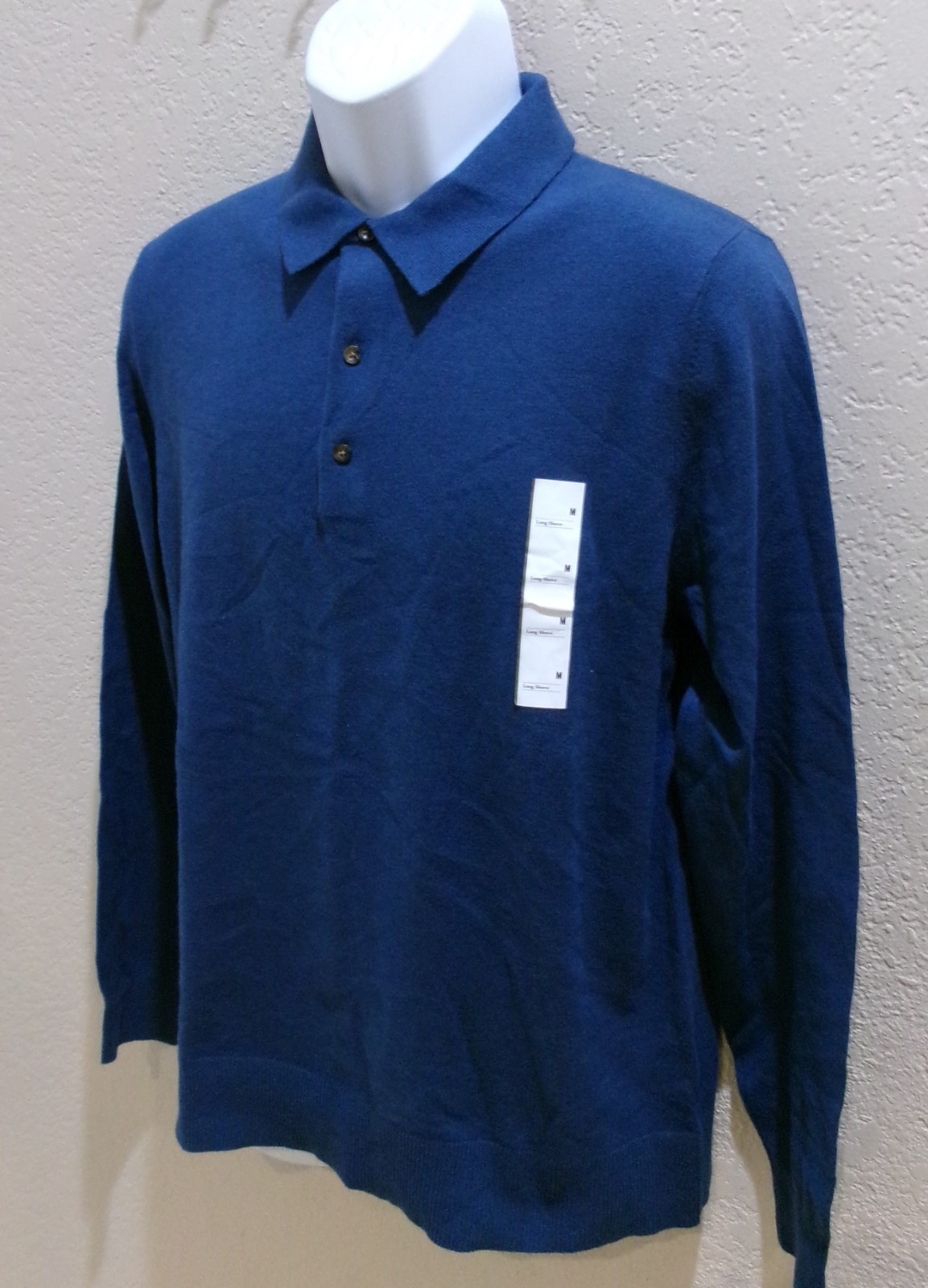 Polo Sweater Soft Light Cotton blend Sage/Cream/Heather gray/Blue Goodfellow